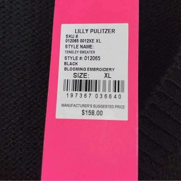 Lilly Pulitzer Black V-Neck Sweater with Daisy Embroidery - Picture 3 of 5